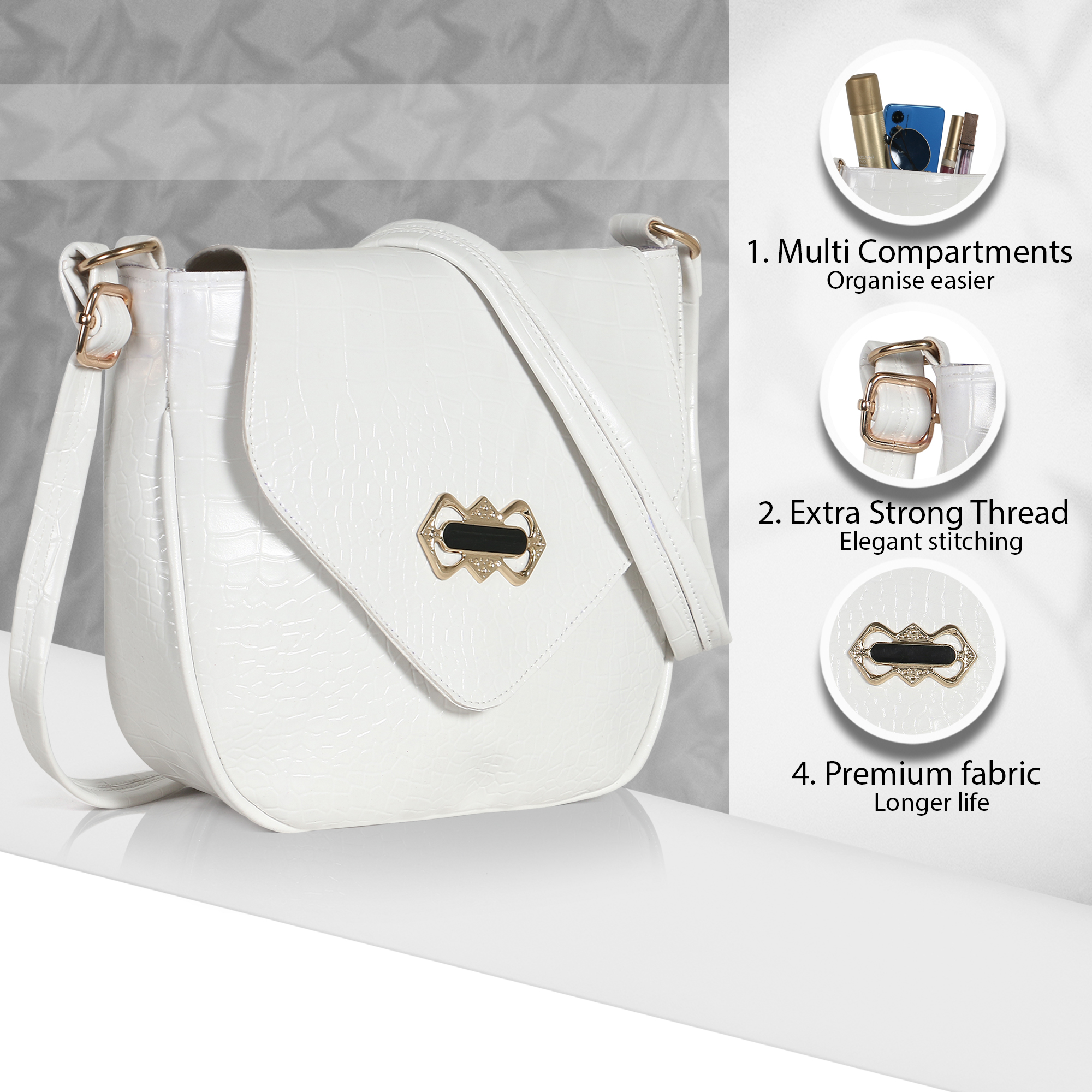 Sling Croco White Bag